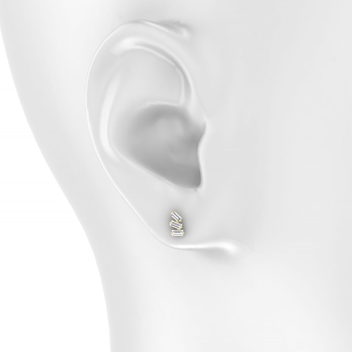 Circe | 18k Yellow Gold 7 mm Trilogy Diamond Right Earring