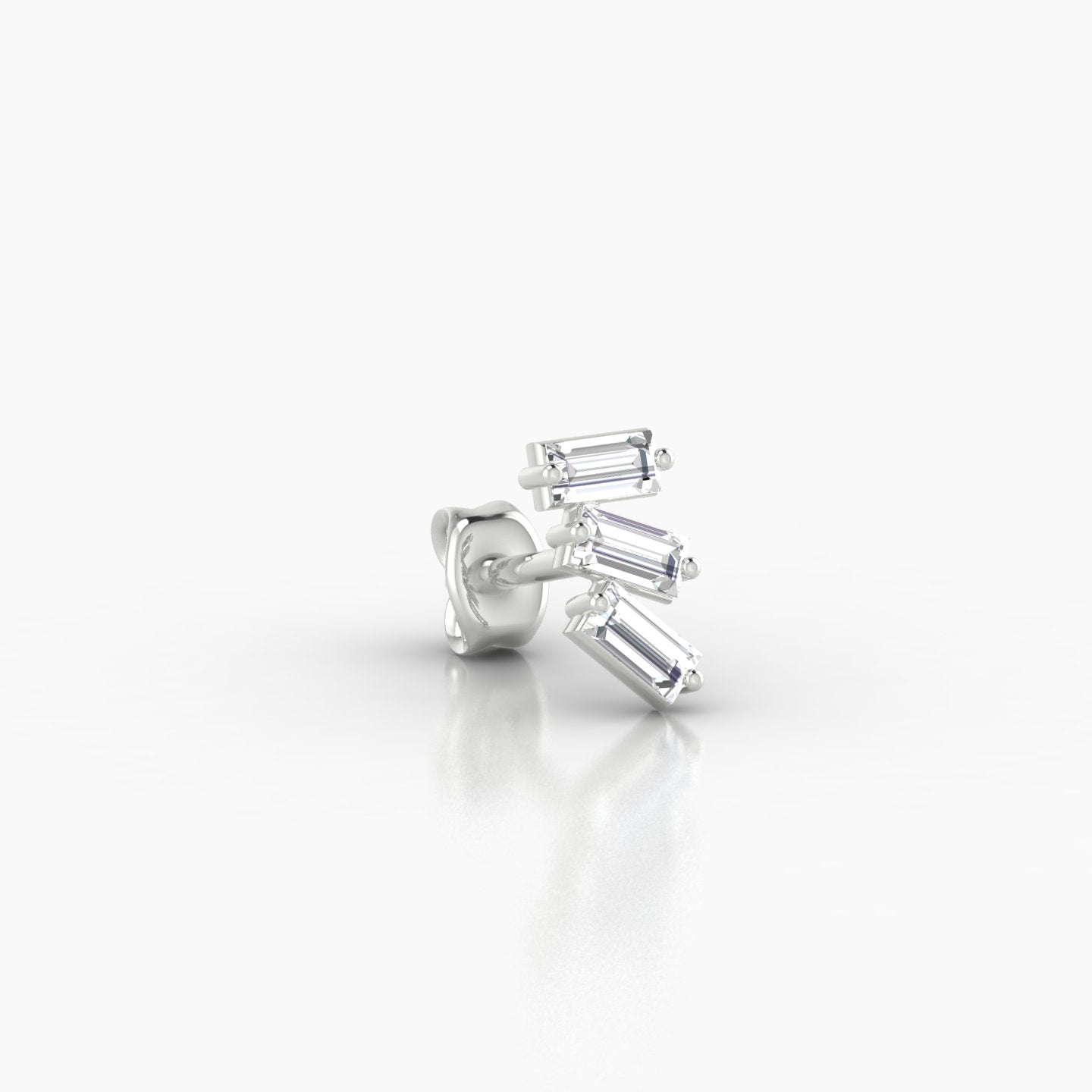 Circe | 18k White Gold 7 mm Trilogy Diamond Earring