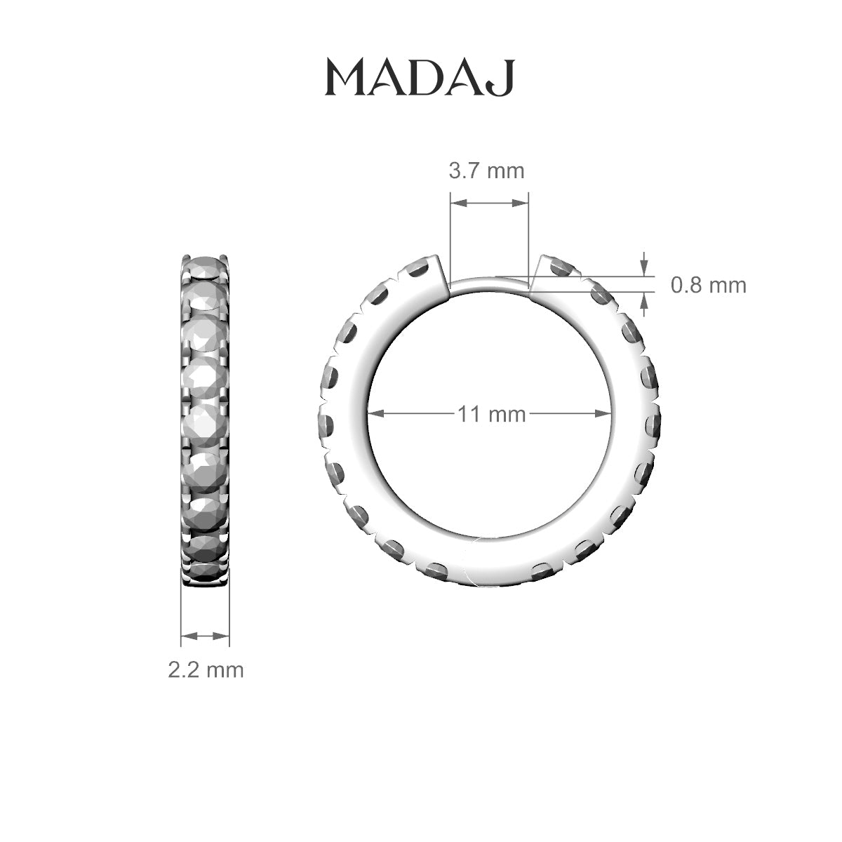 Cleta | 18k Yellow Gold 11 mm Diamond Hoop Piercing