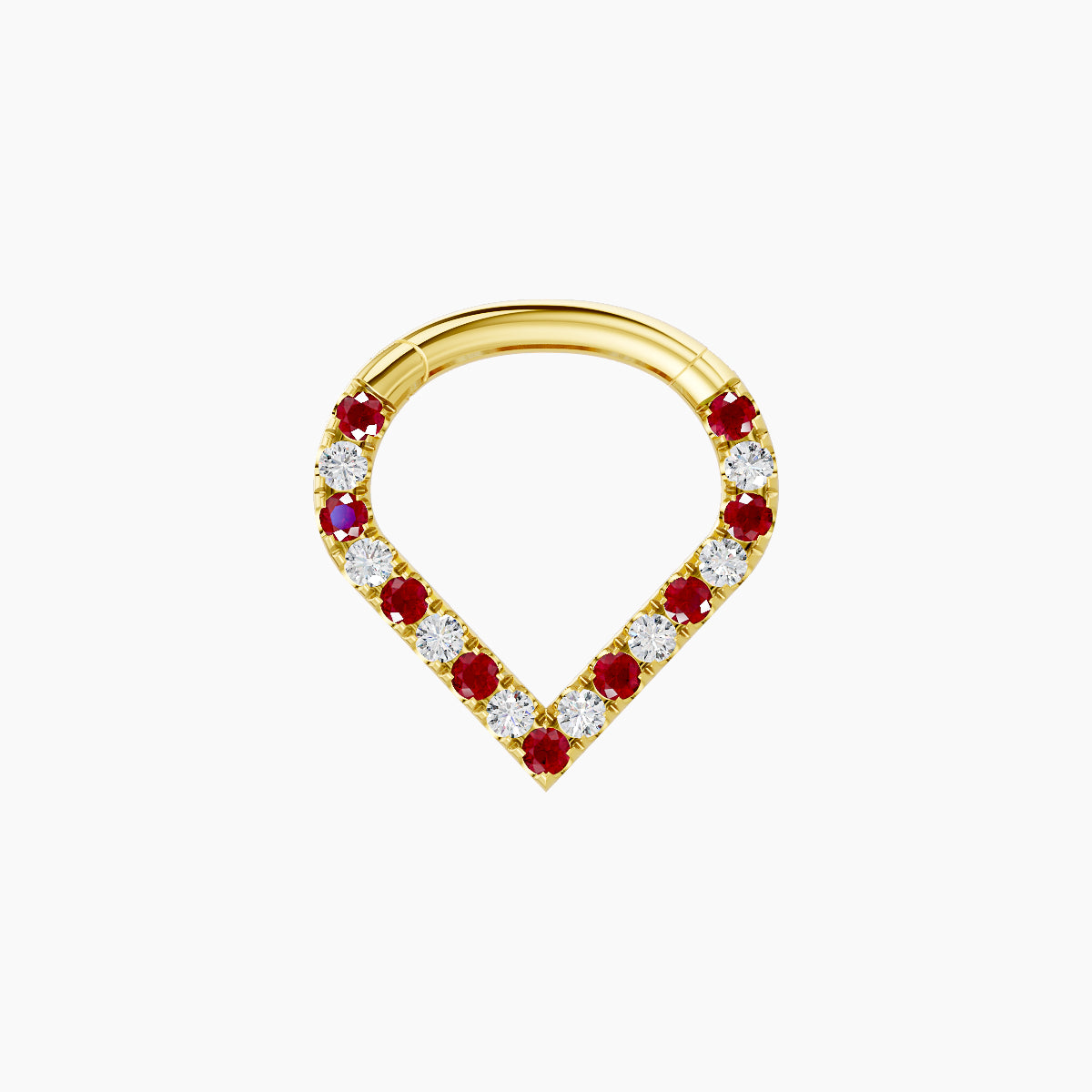 Cora | 18k Yellow Gold 6.5 mm Ruby & Diamond Daith Piercing