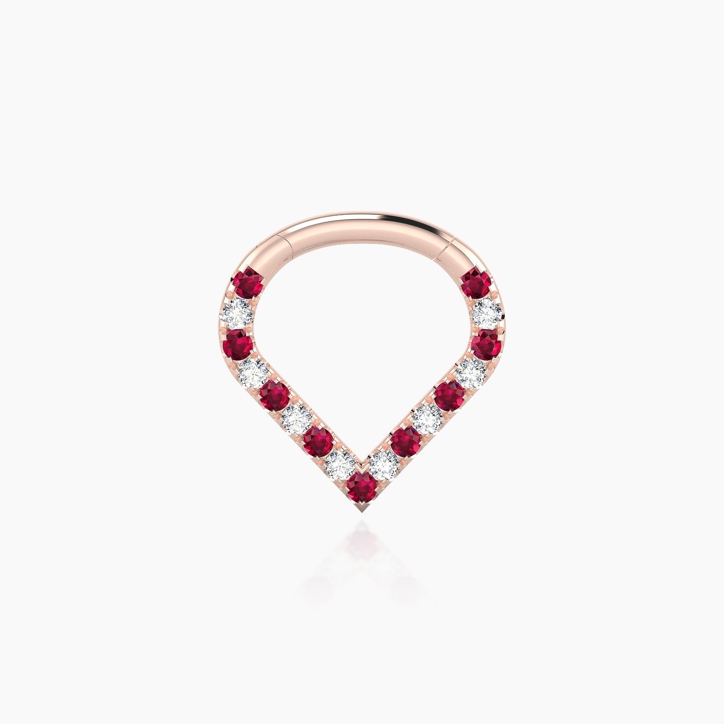 Cora | 18k Rose Gold 6.5 mm Ruby & Diamond Daith Piercing