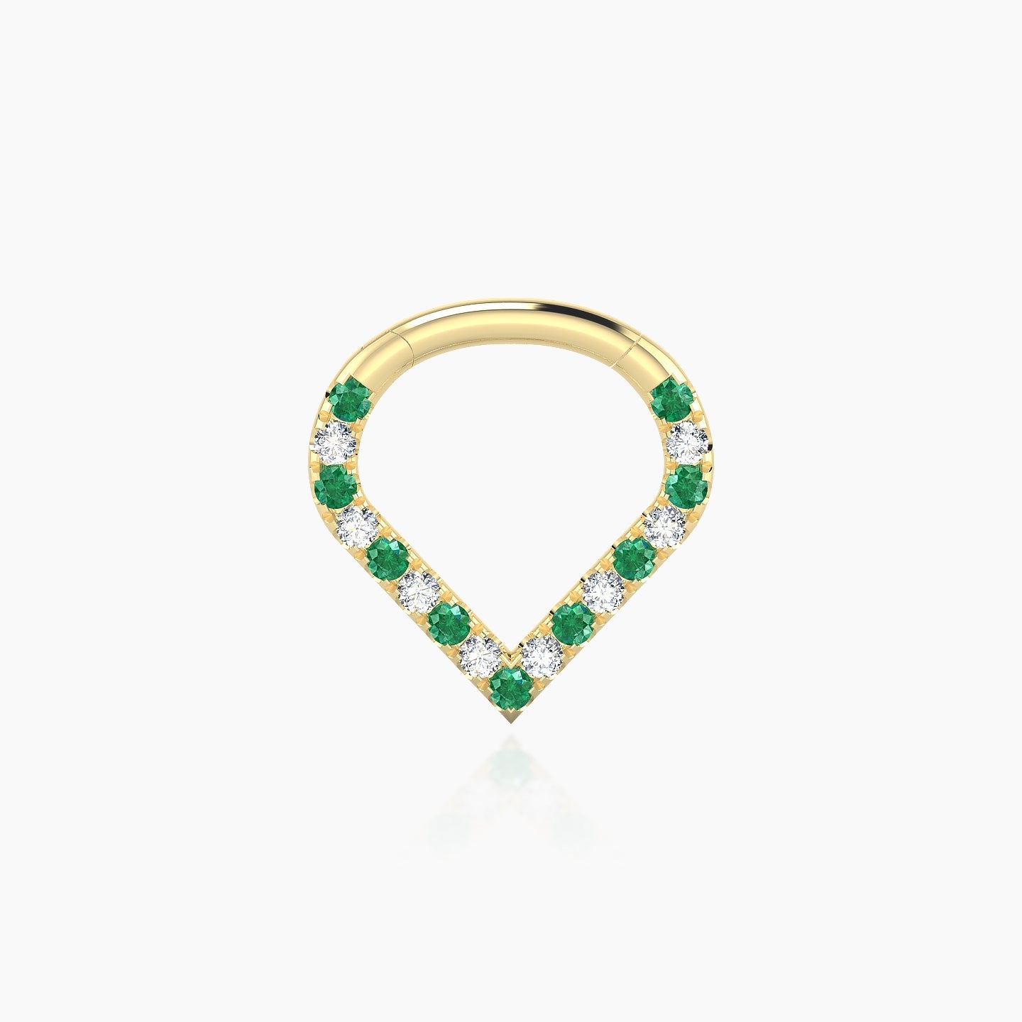 Cora | 18k Yellow Gold 6.5 mm Emerald & Diamond Daith Piercing