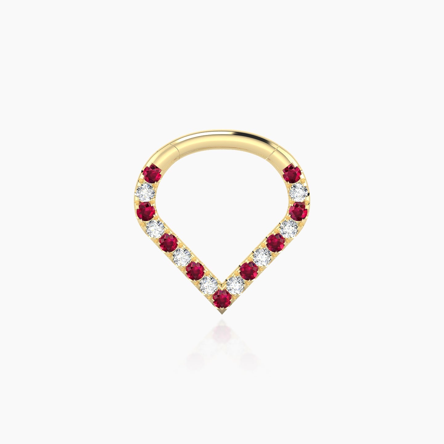 Cora | 18k Yellow Gold 6.5 mm Ruby & Diamond Daith Piercing