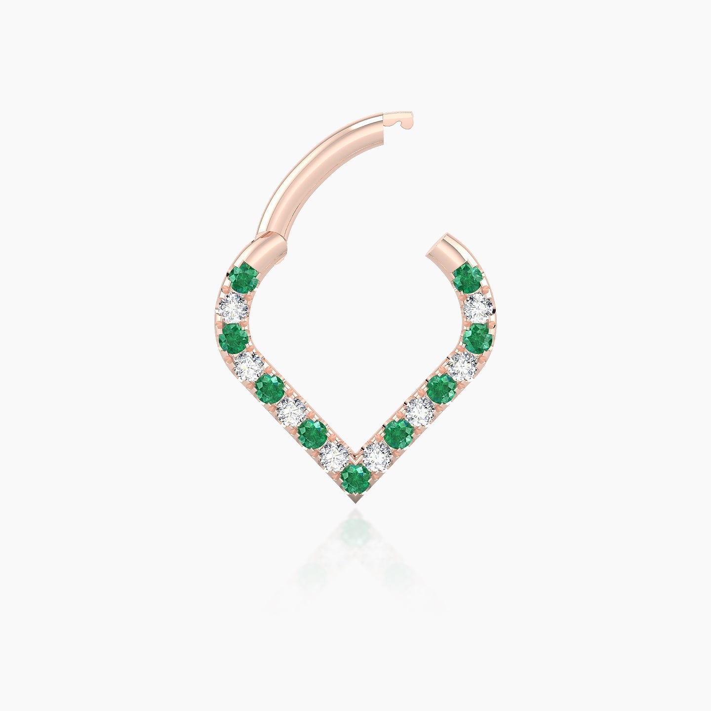 Cora | 18k Rose Gold 6.5 mm Emerald & Diamond Daith Piercing