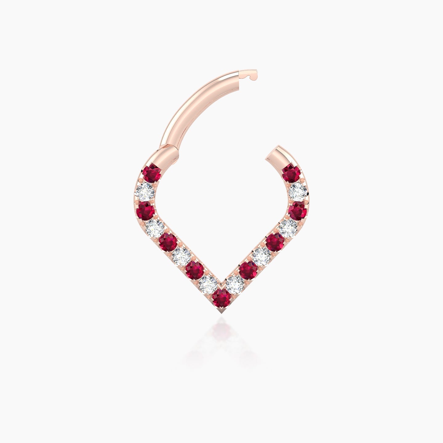 Cora | 18k Rose Gold 6.5 mm Ruby & Diamond Daith Piercing