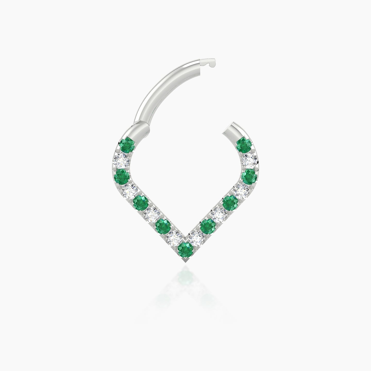 Cora | 18k White Gold 6.5 mm Emerald & Diamond Daith Piercing