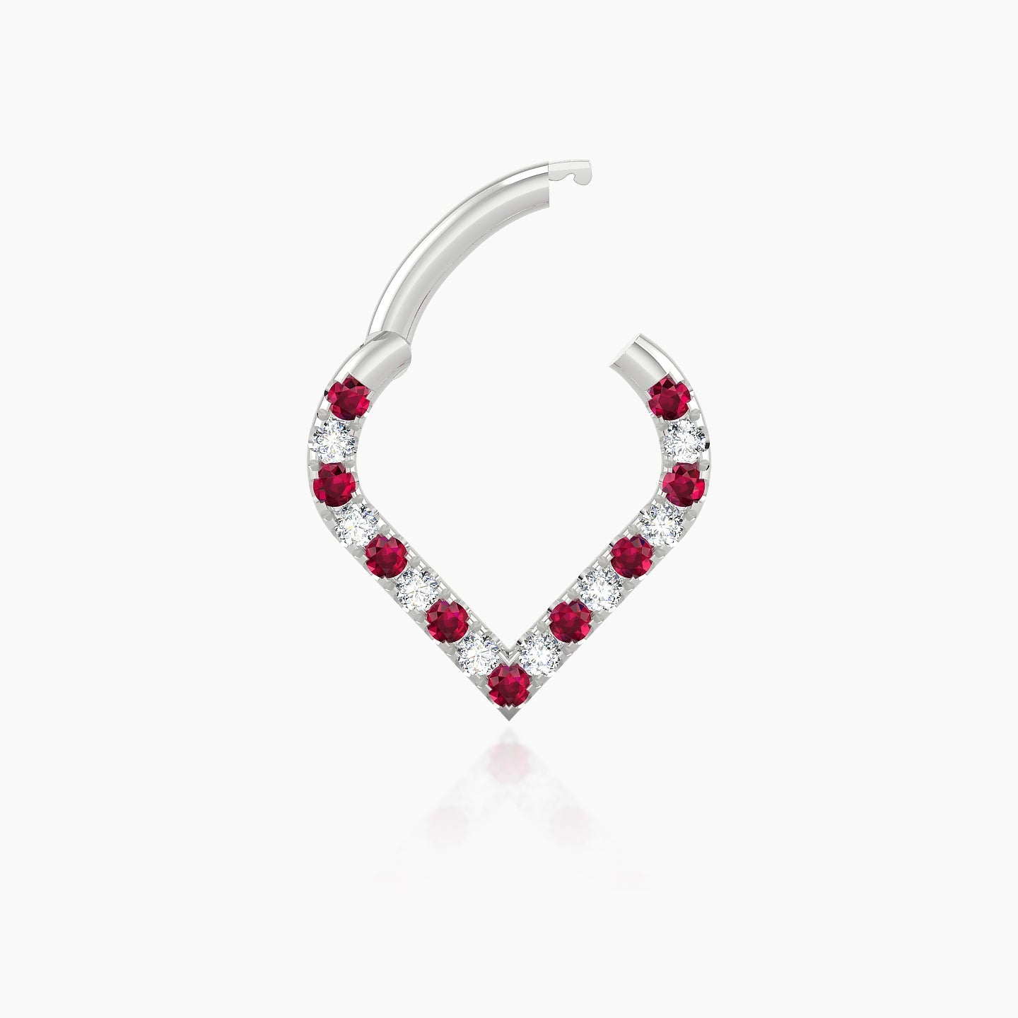 Cora | 18k White Gold 6.5 mm Ruby & Diamond Daith Piercing