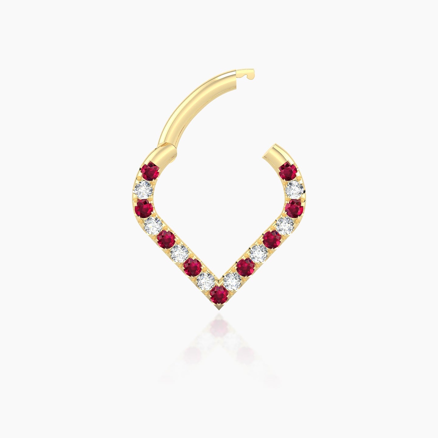 Cora | 18k Yellow Gold 6.5 mm Ruby & Diamond Daith Piercing