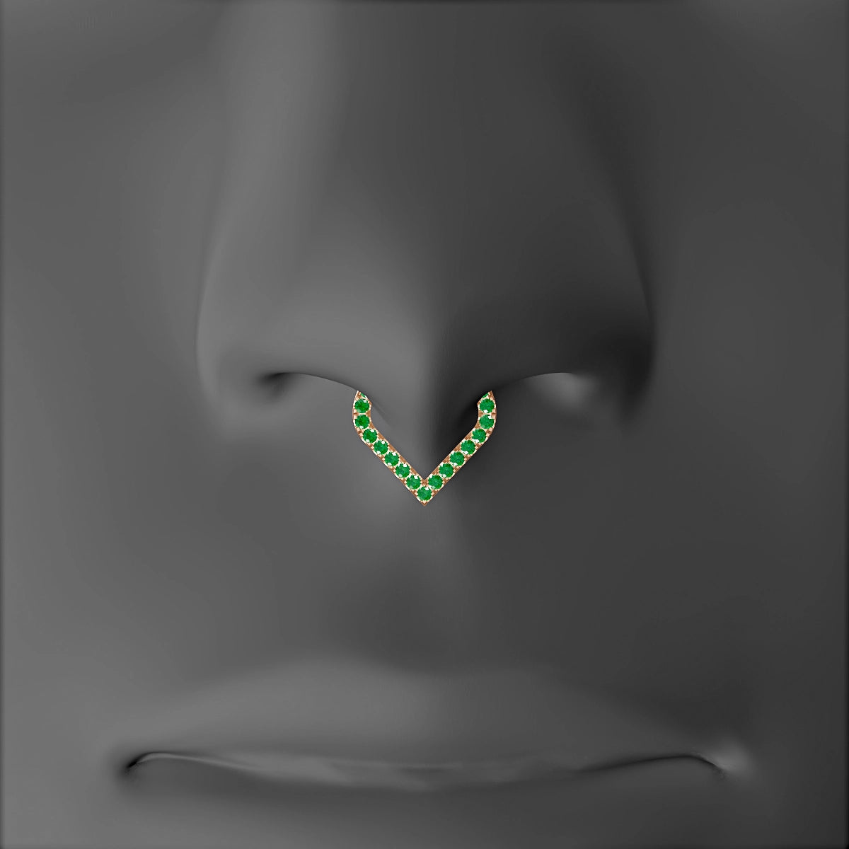 Cora | 18k Rose Gold 6.5 mm Emerald & Diamond Septum Piercing