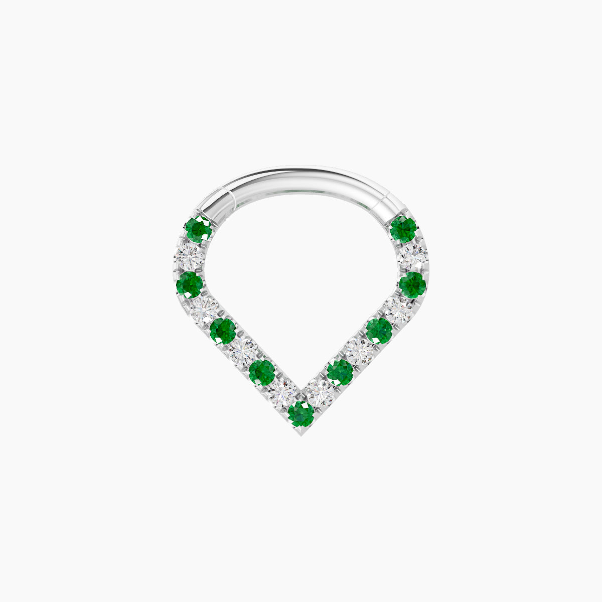 Cora | 18k White Gold 6.5 mm Emerald & Diamond Septum Piercing