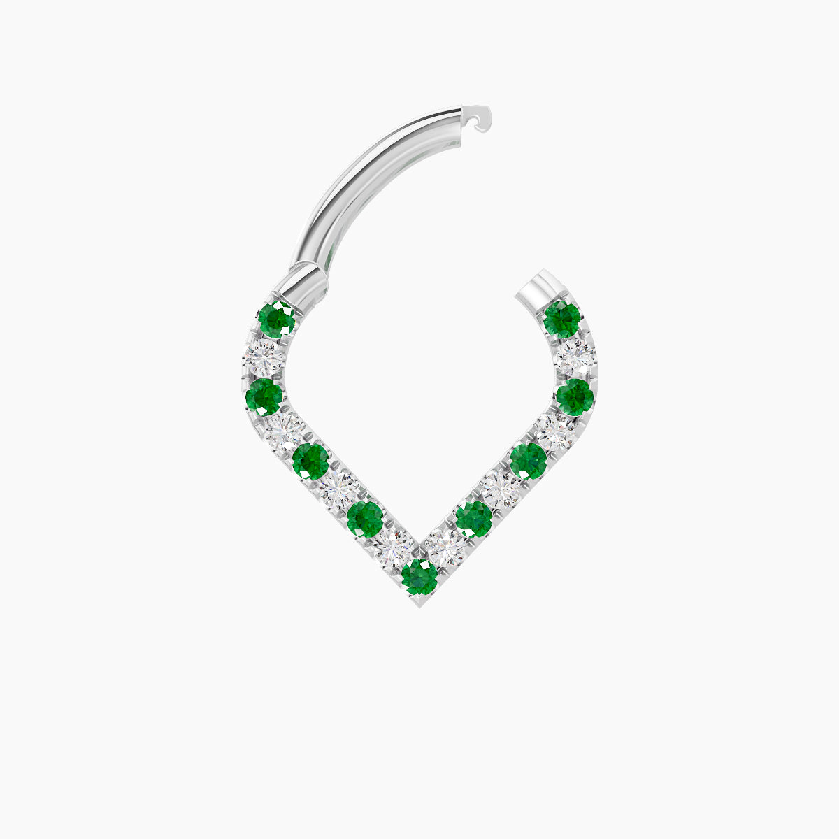 Cora | 18k White Gold 6.5 mm Emerald & Diamond Septum Piercing