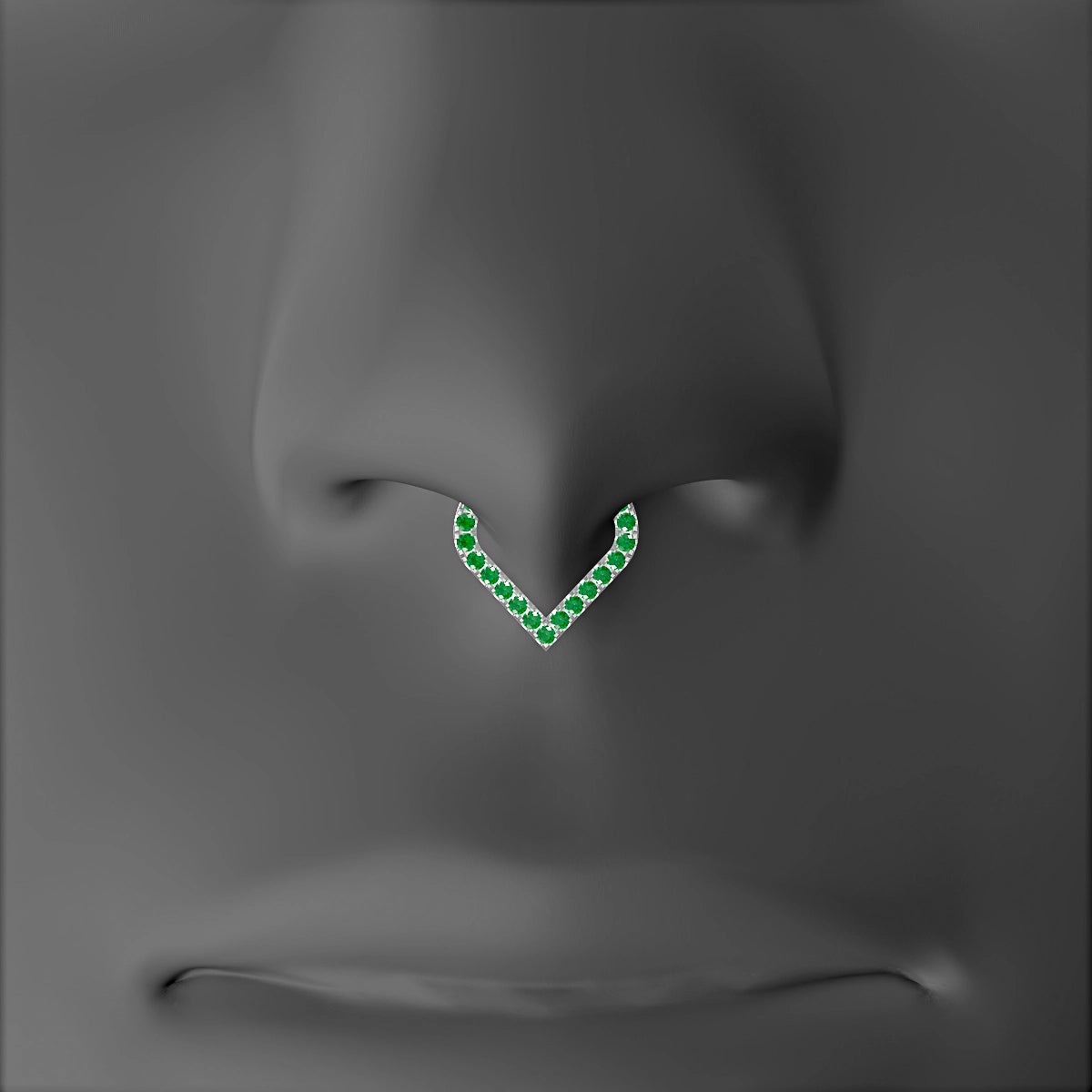 Cora | 18k White Gold 6.5 mm Emerald & Diamond Septum Piercing