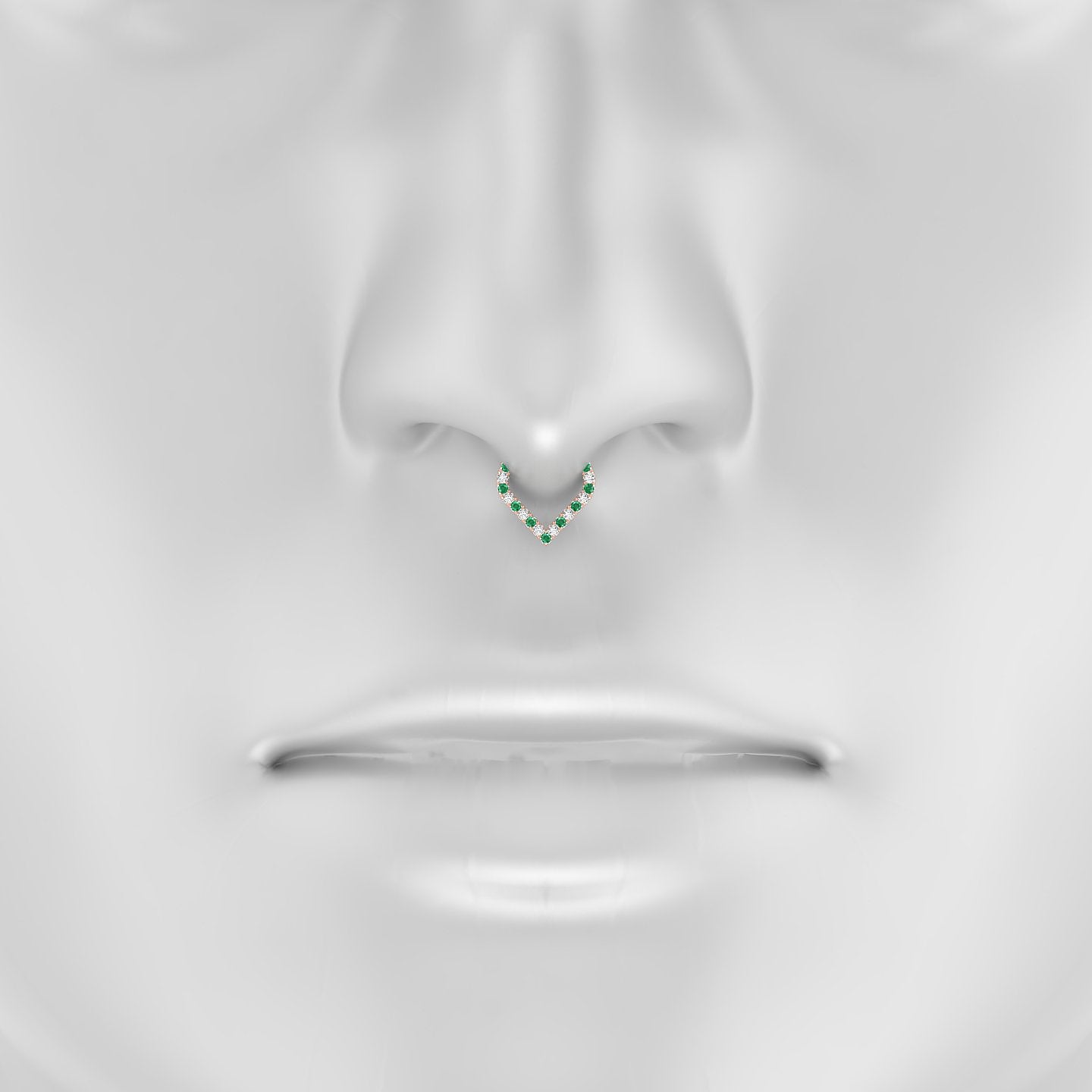 Cora | 18k Rose Gold 6.5 mm Emerald & Diamond Septum Piercing