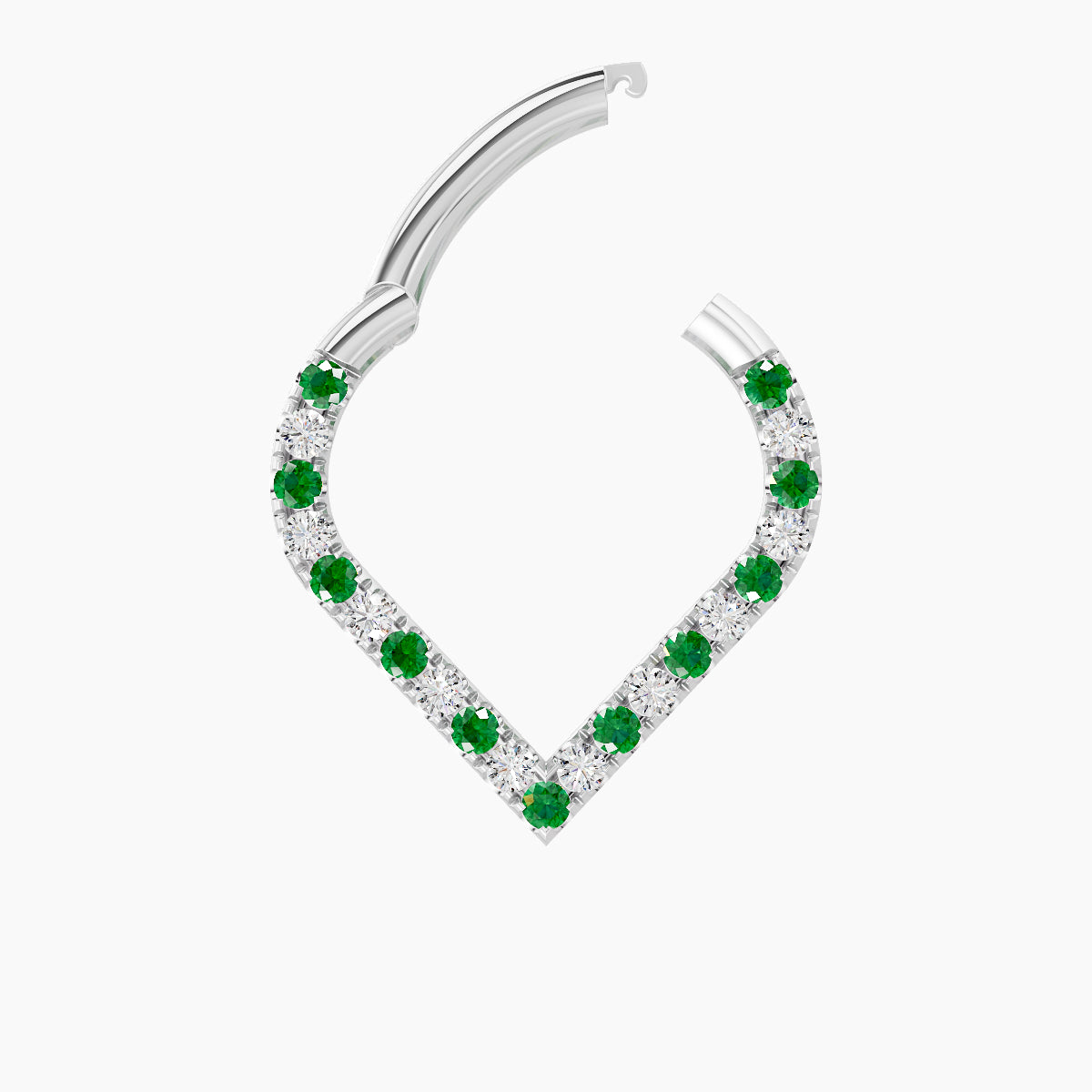 Cora | 18k White Gold 8 mm Emerald & Diamond Daith Piercing