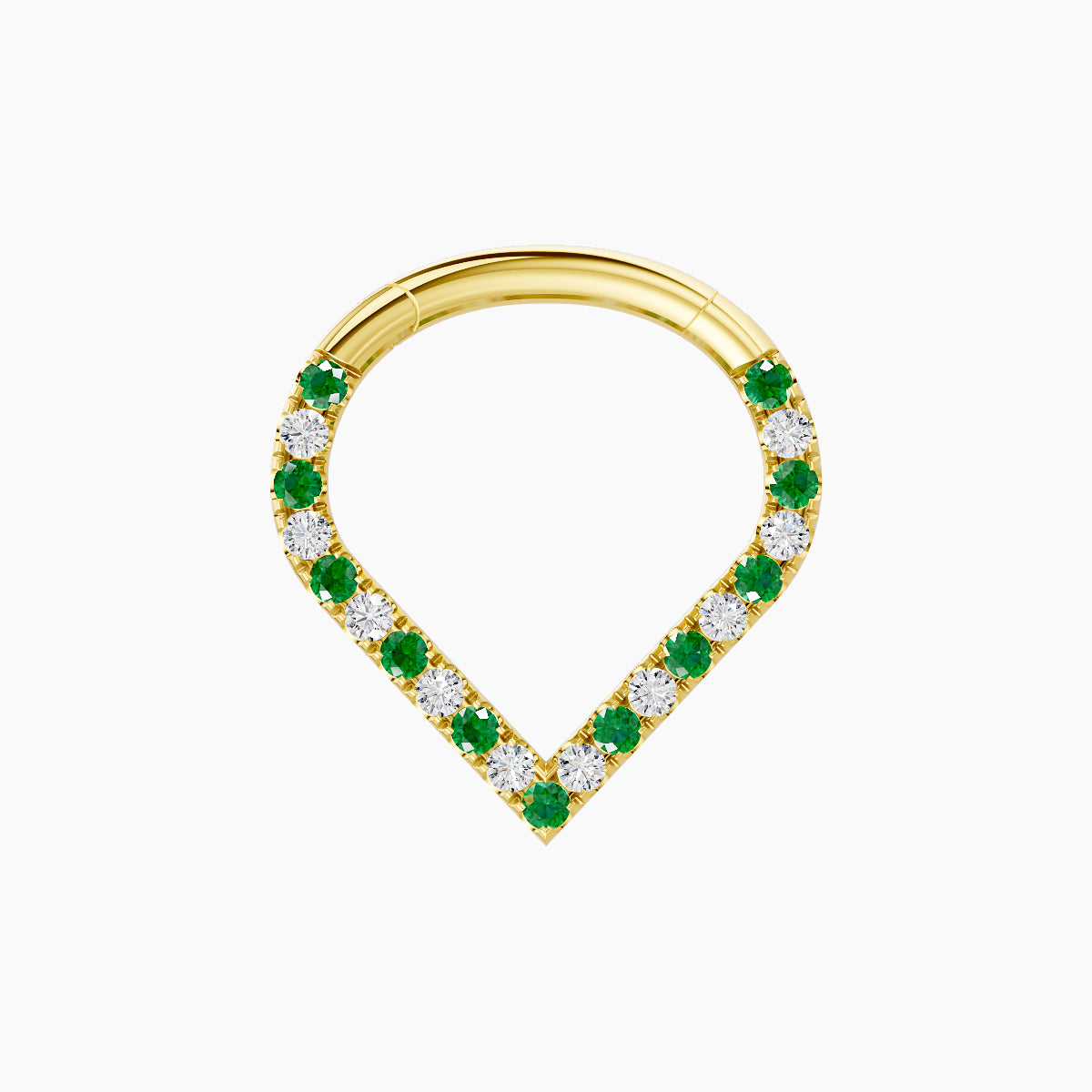 Cora | 18k Yellow Gold 8 mm Emerald & Diamond Daith Piercing