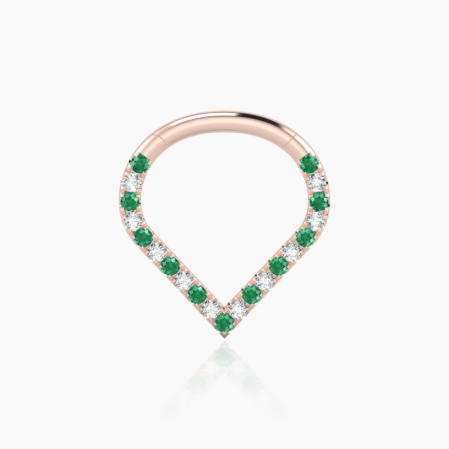 Cora | 18k Rose Gold 8 mm Emerald & Diamond Daith Piercing