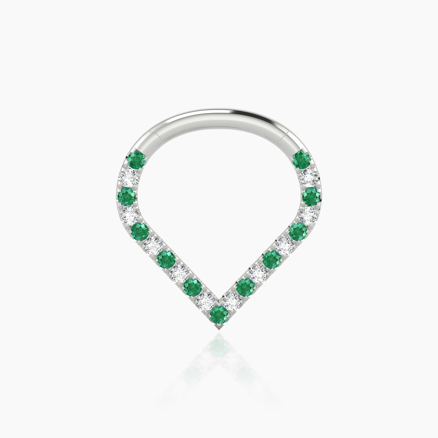 Cora | 18k White Gold 8 mm Emerald & Diamond Daith Piercing