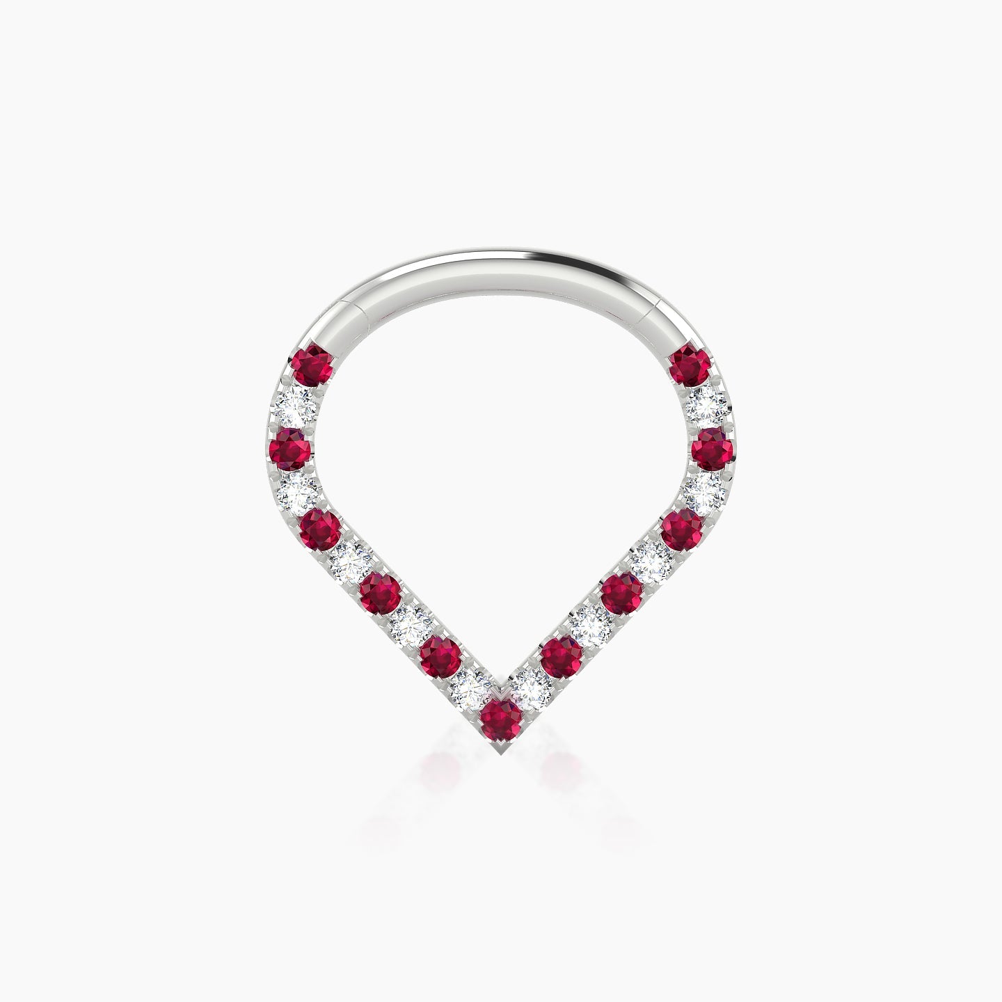 Cora | 18k White Gold 8 mm Ruby & Diamond Daith Piercing