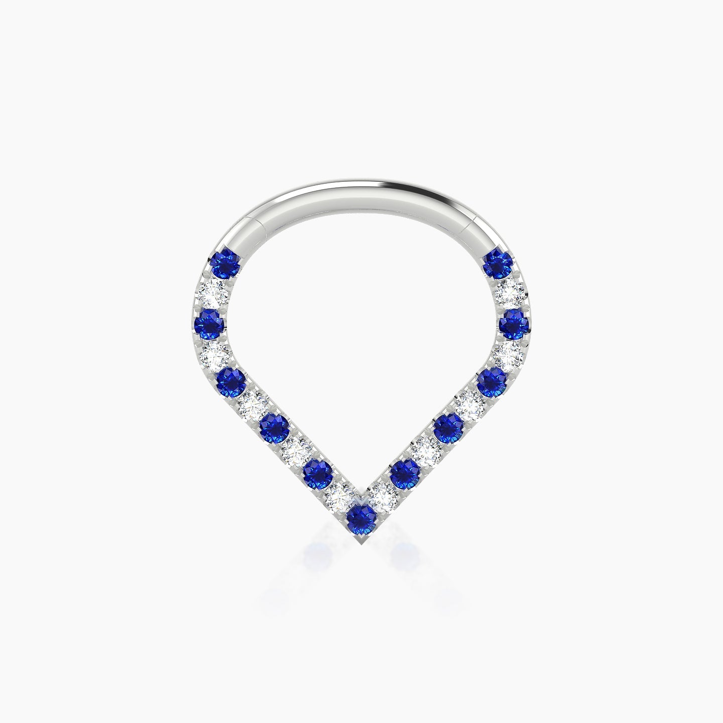 Cora | 18k White Gold 8 mm Sapphire & Diamond Daith Piercing