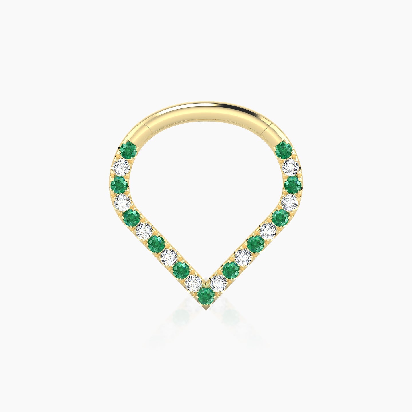 Cora | 18k Yellow Gold 8 mm Emerald & Diamond Daith Piercing