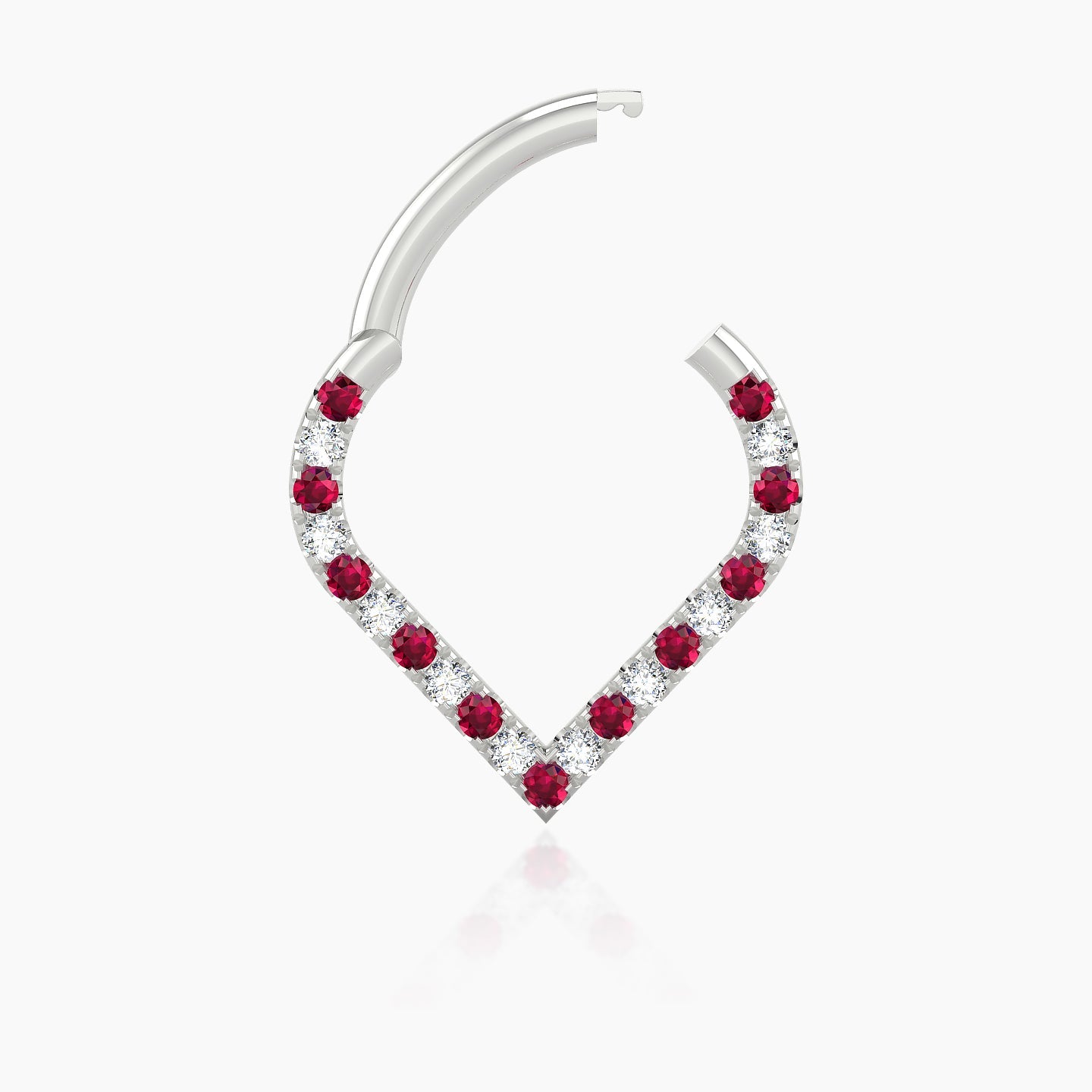 Cora | 18k White Gold 8 mm Ruby & Diamond Daith Piercing