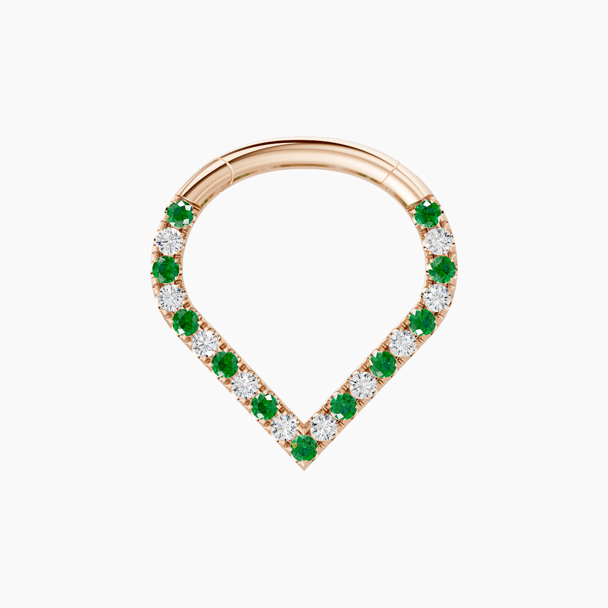 Cora | 18k Rose Gold 8 mm Emerald & Diamond Septum Piercing