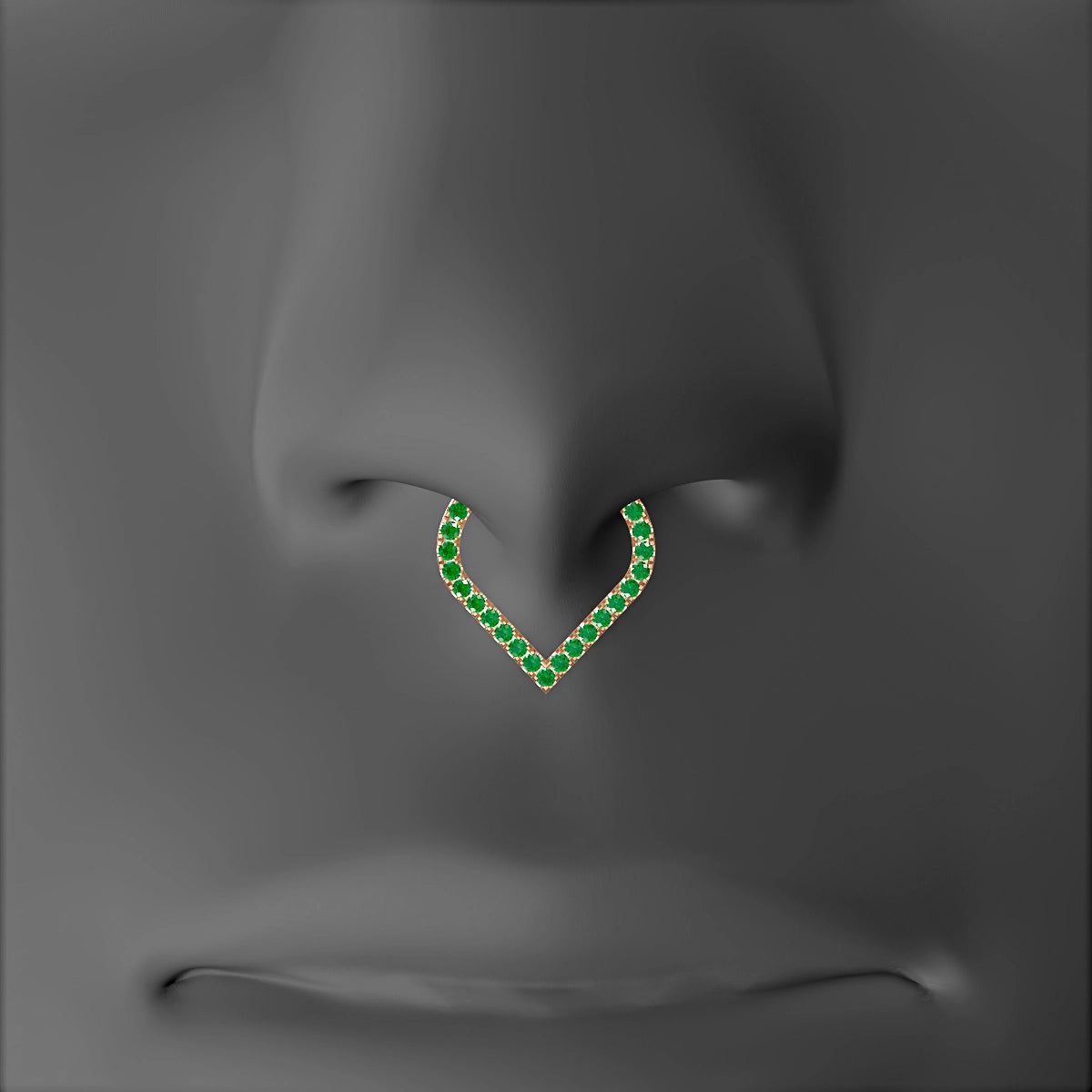 Cora | 18k Rose Gold 8 mm Emerald & Diamond Septum Piercing