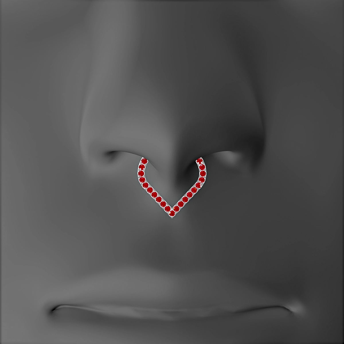 Cora | 18k White Gold 8 mm Ruby & Diamond Septum Piercing