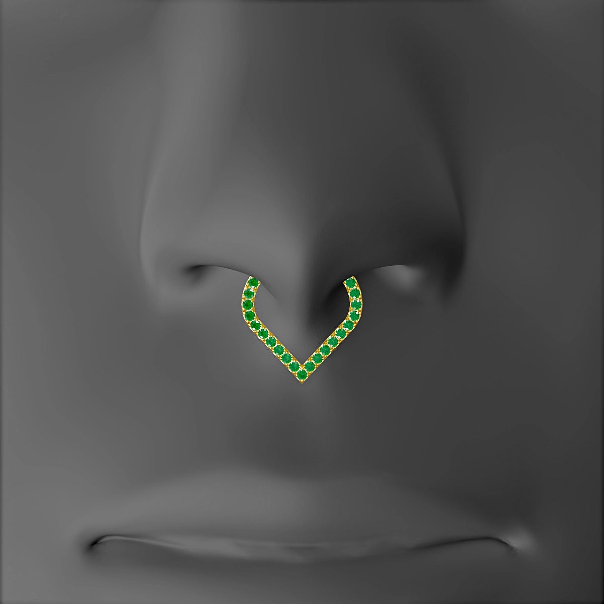Cora | 18k Yellow Gold 8 mm Emerald & Diamond Septum Piercing