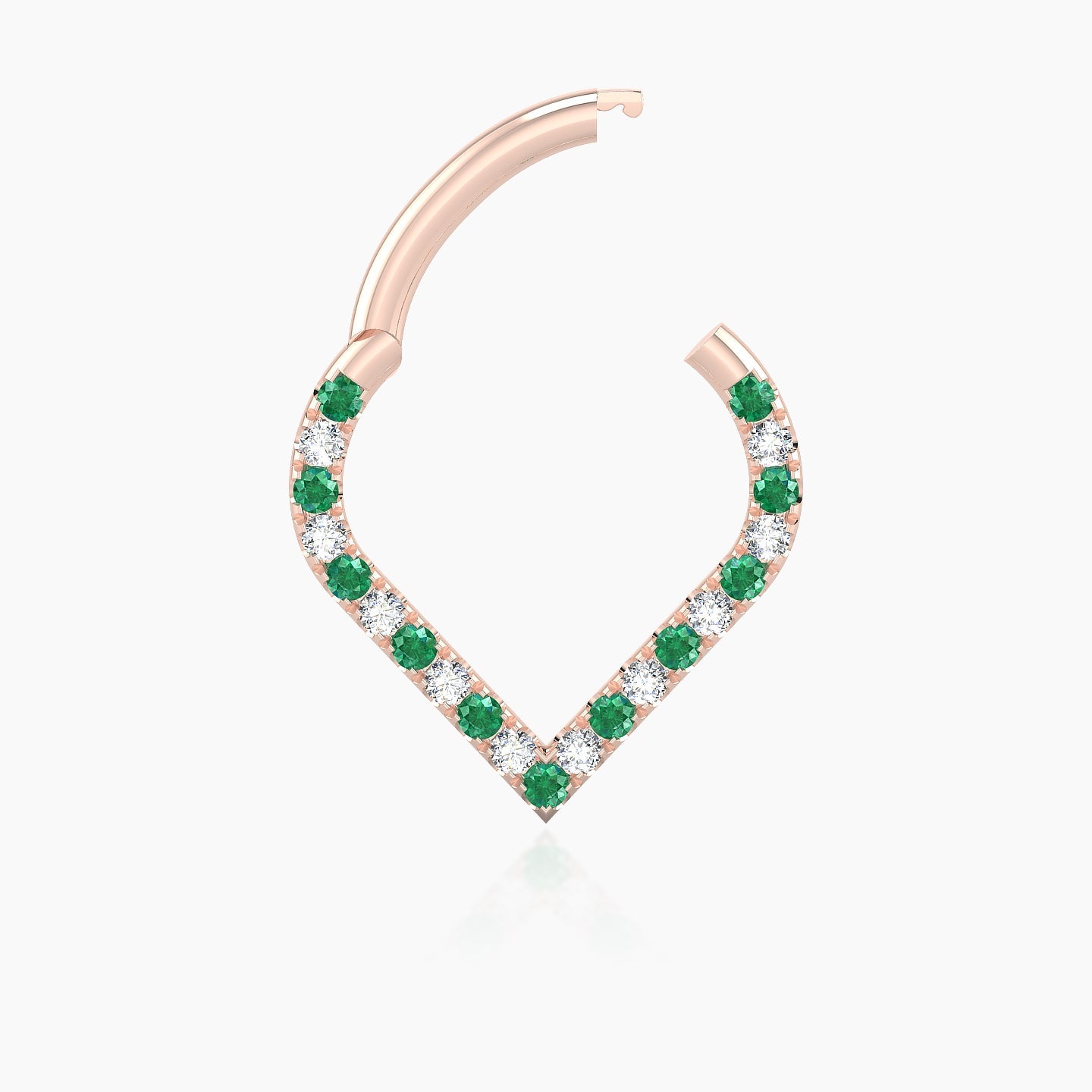 Cora | 18k Rose Gold 8 mm Emerald & Diamond Septum Piercing