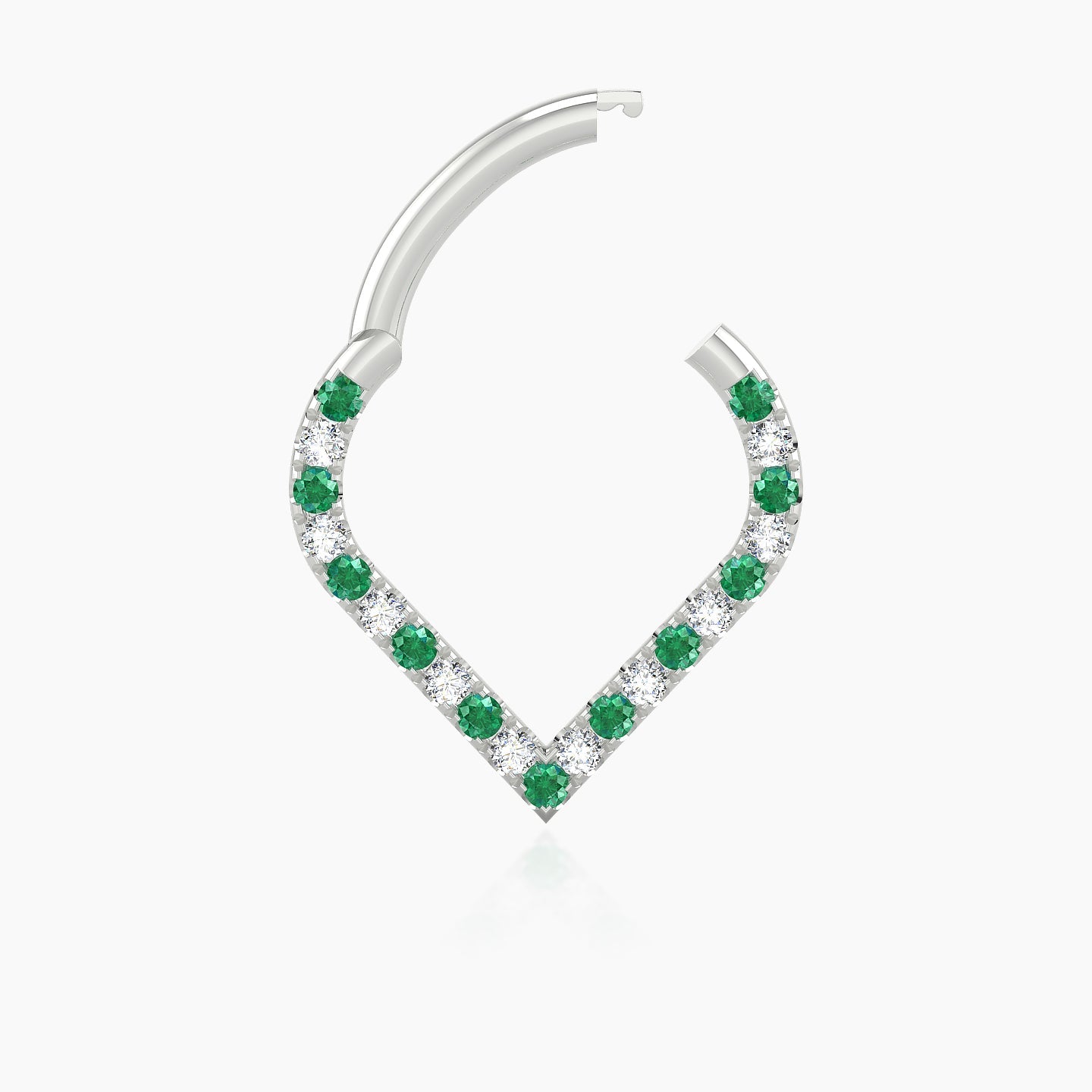 Cora | 18k White Gold 8 mm Emerald & Diamond Septum Piercing