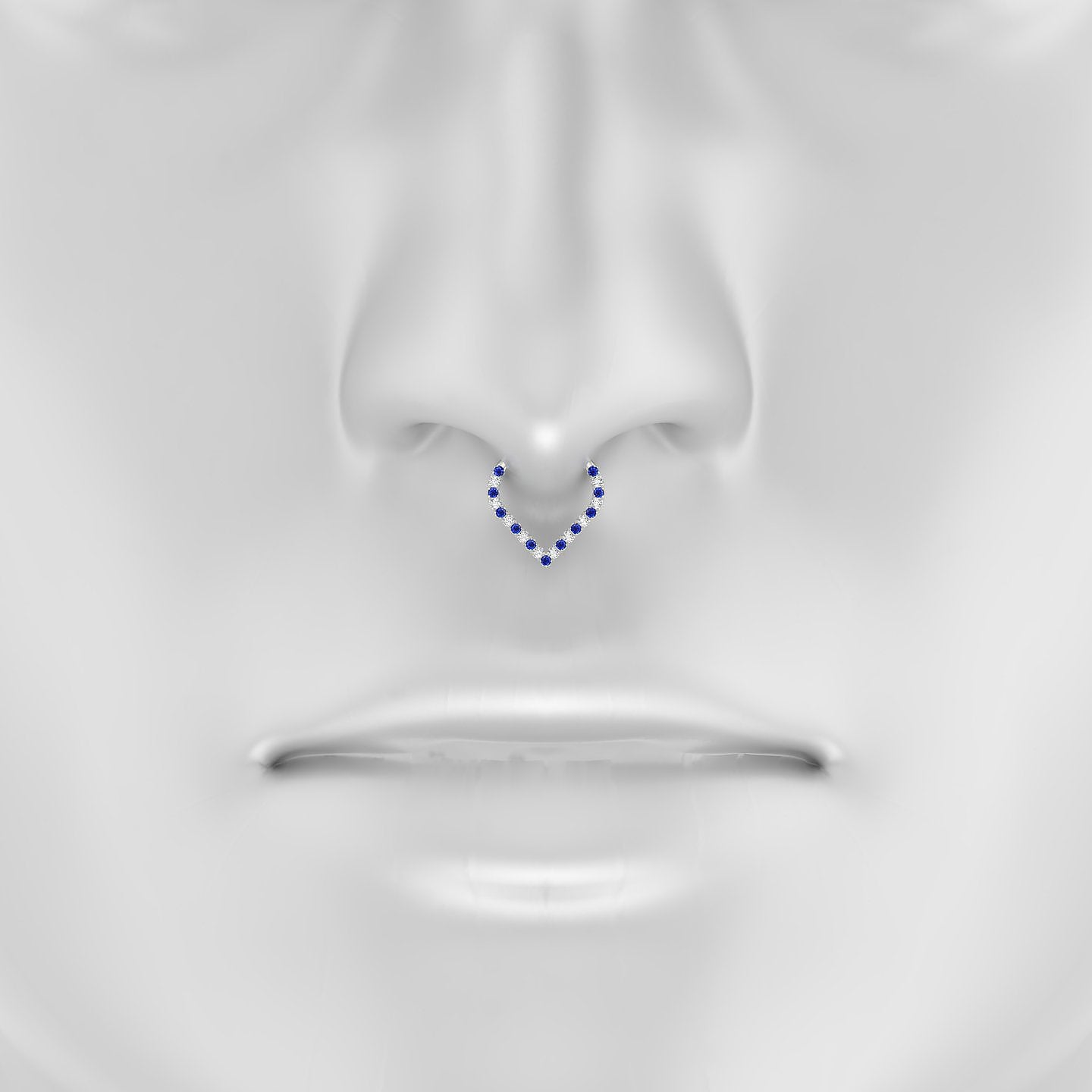 Cora | 18k White Gold 8 mm Sapphire & Diamond Septum Piercing