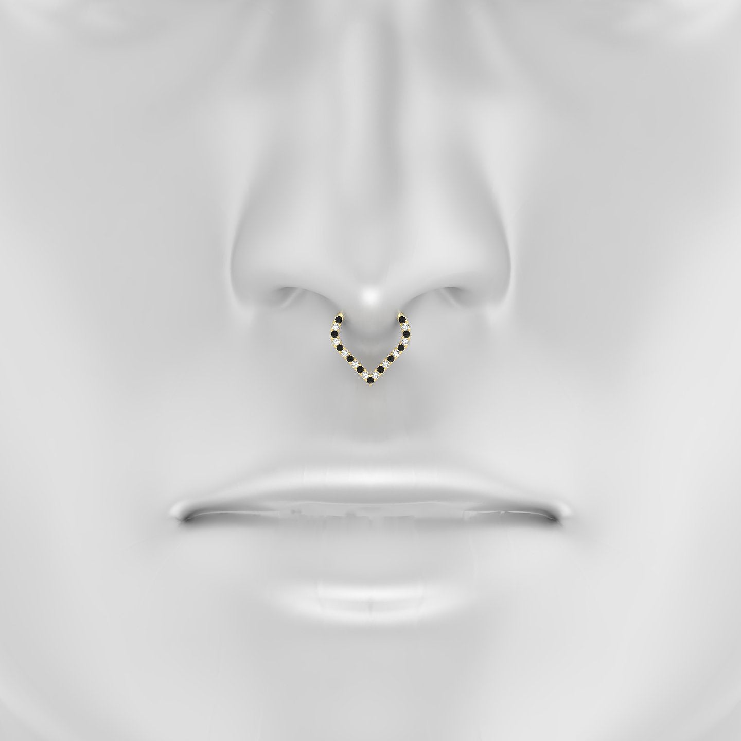 Cora | 18k Yellow Gold 8 mm Black Diamond & Diamond Septum Piercing