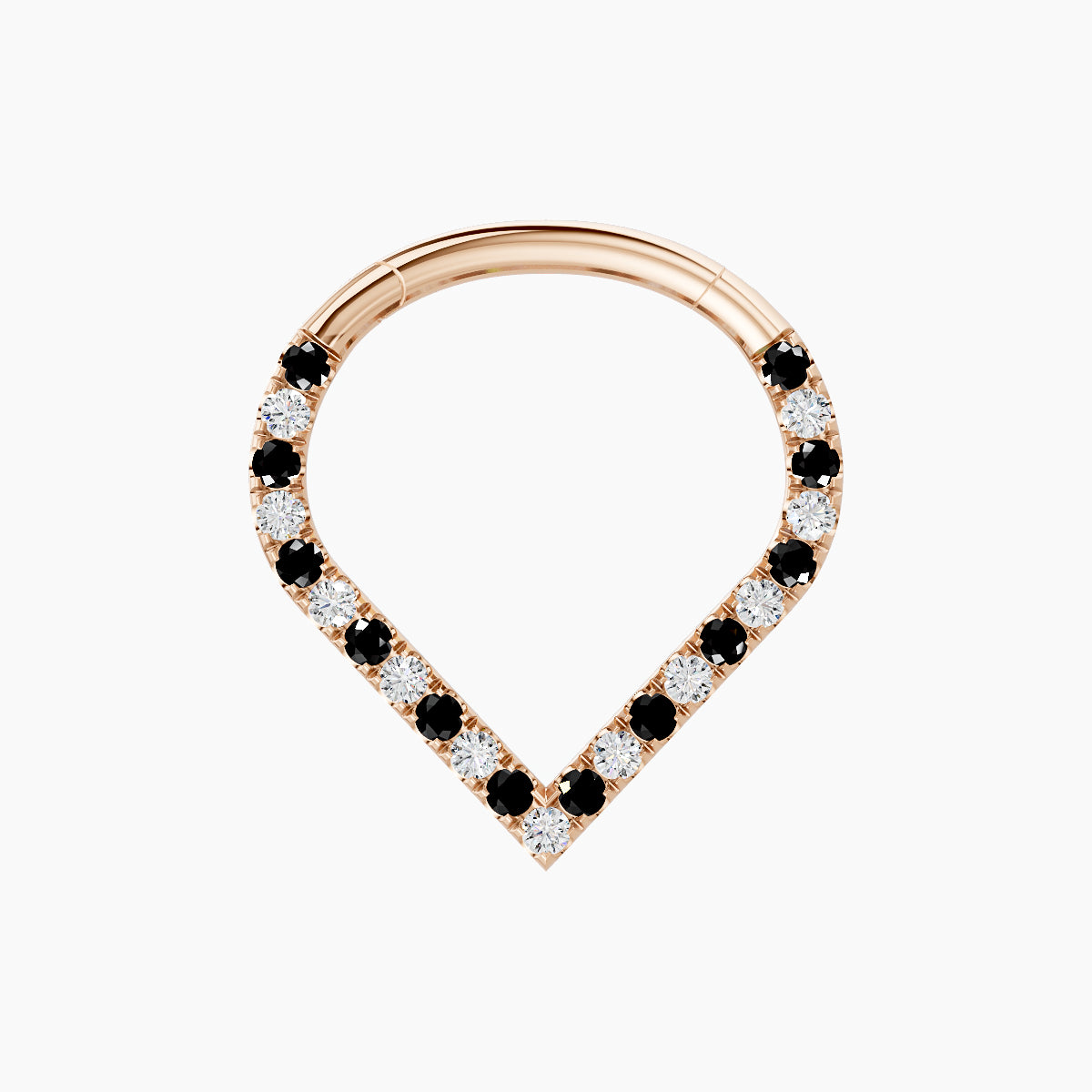 Cora | 18k Rose Gold 9.5 mm Black Diamond & Diamond Daith Piercing