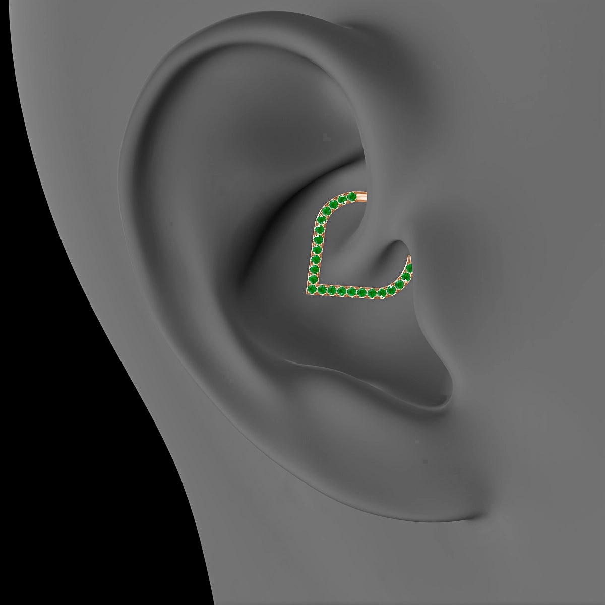 Cora | 18k Rose Gold 9.5 mm Emerald Daith Piercing