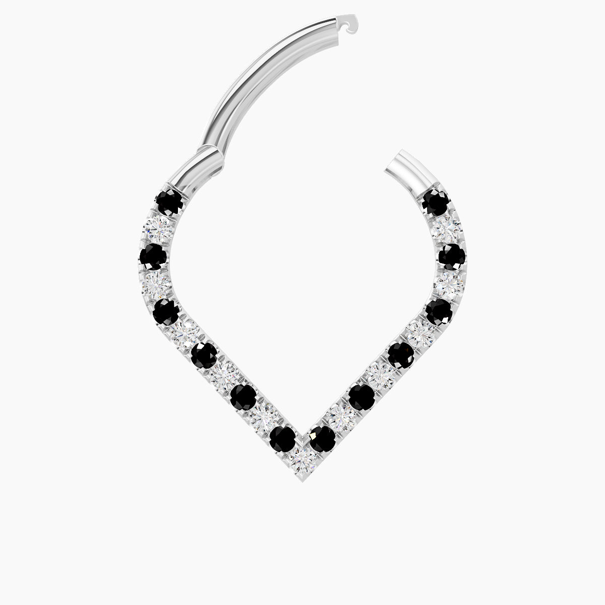 Cora | 18k White Gold 9.5 mm Black Diamond & Diamond Daith Piercing