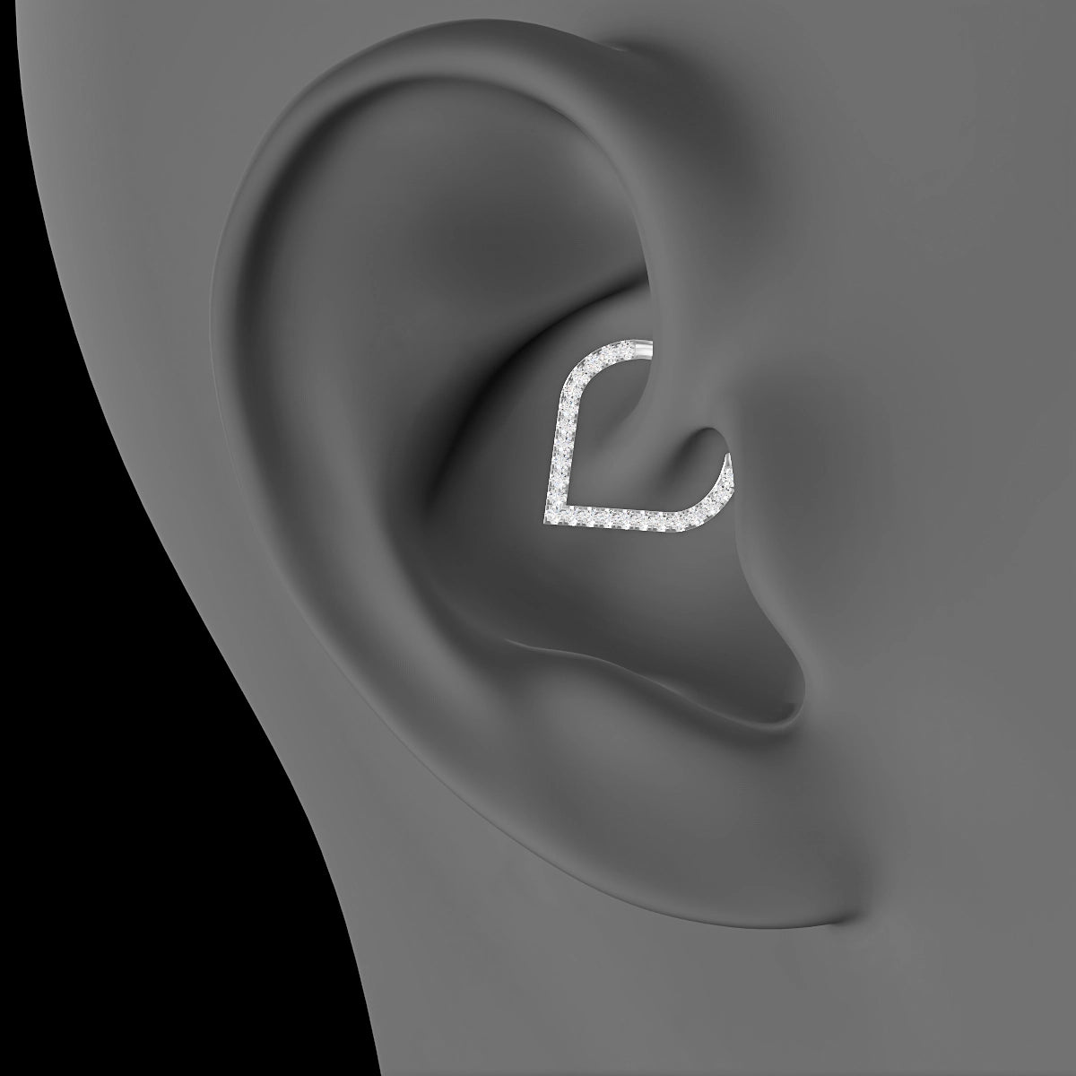 Cora | 18k White Gold 9.5 mm Diamond Daith Piercing