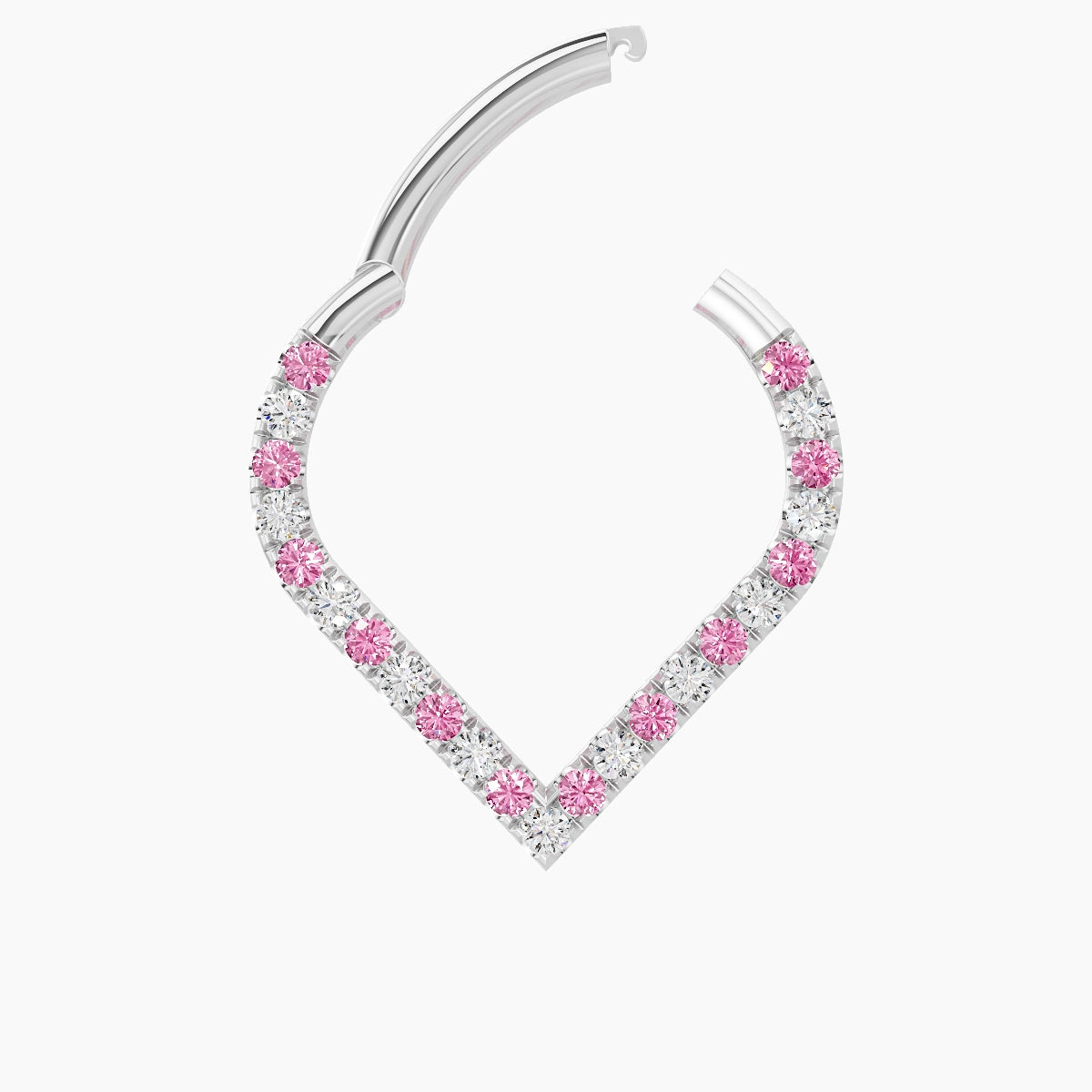 Cora | 18k White Gold 9.5 mm Pink Sapphire & Diamond Daith Piercing