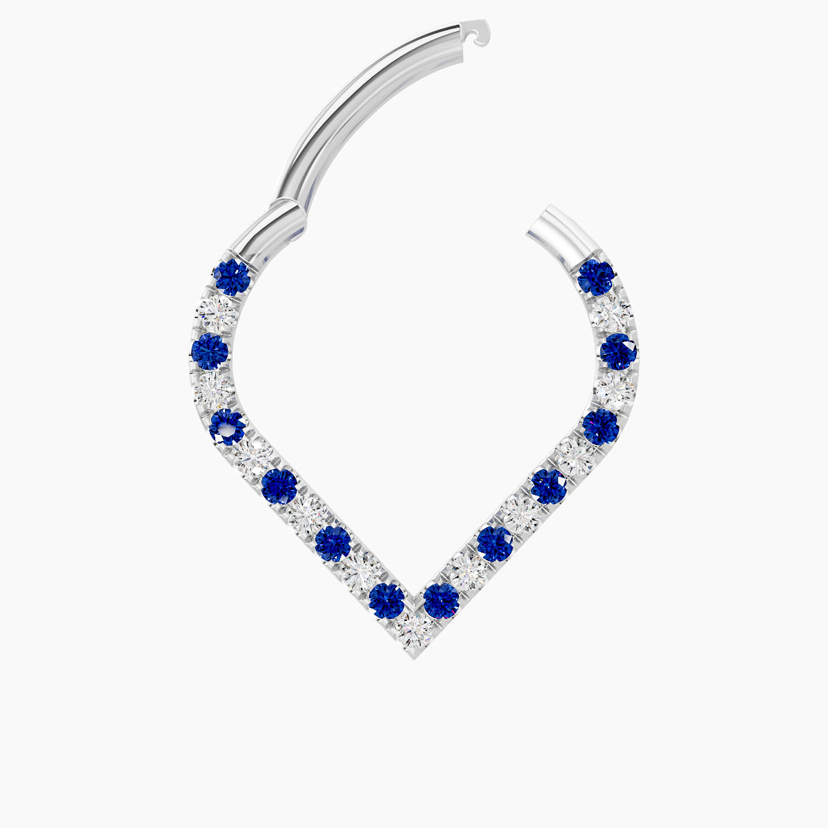 Cora | 18k White Gold 9.5 mm Sapphire & Diamond Daith Piercing