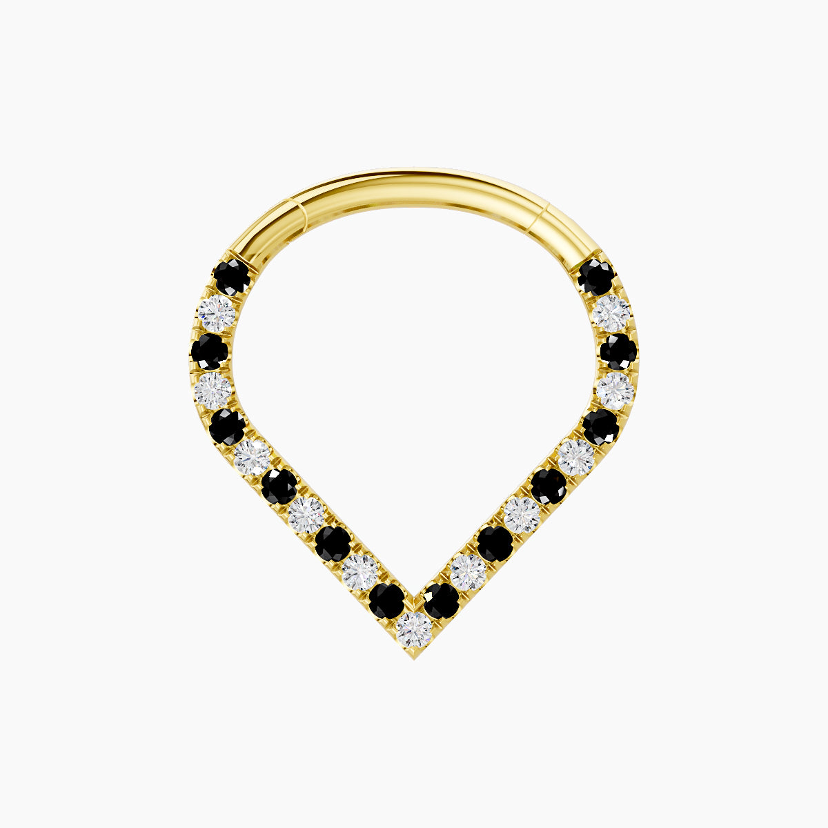Cora | 18k Yellow Gold 9.5 mm Black Diamond & Diamond Daith Piercing