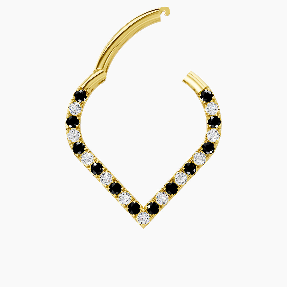 Cora | 18k Yellow Gold 9.5 mm Black Diamond & Diamond Daith Piercing