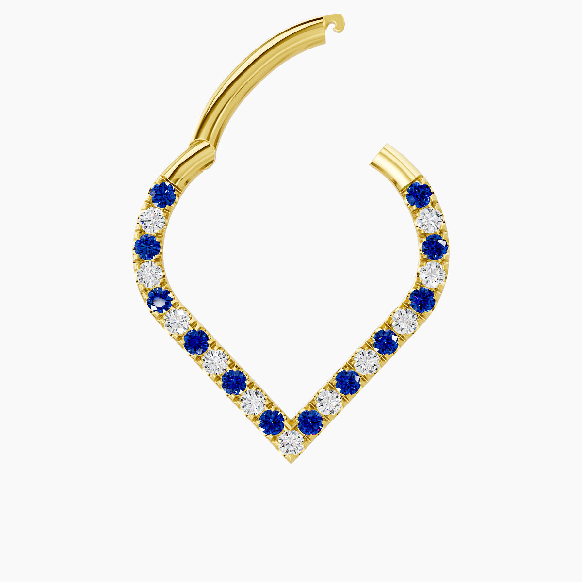 Cora | 18k Yellow Gold 9.5 mm Sapphire & Diamond Daith Piercing