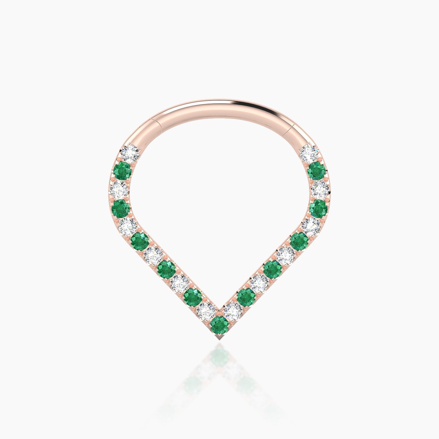 Cora | 18k Rose Gold 9.5 mm Emerald & Diamond Daith Piercing