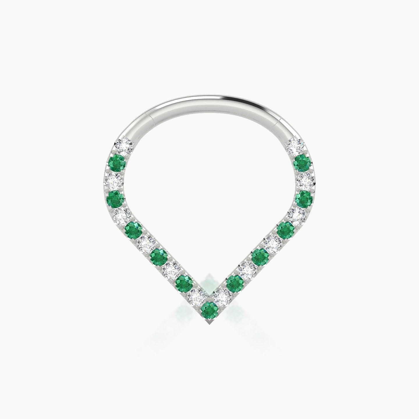 Cora | 18k White Gold 9.5 mm Emerald & Diamond Daith Piercing