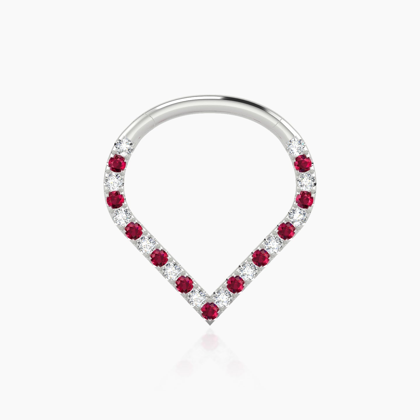 Cora | 18k White Gold 9.5 mm Ruby & Diamond Daith Piercing