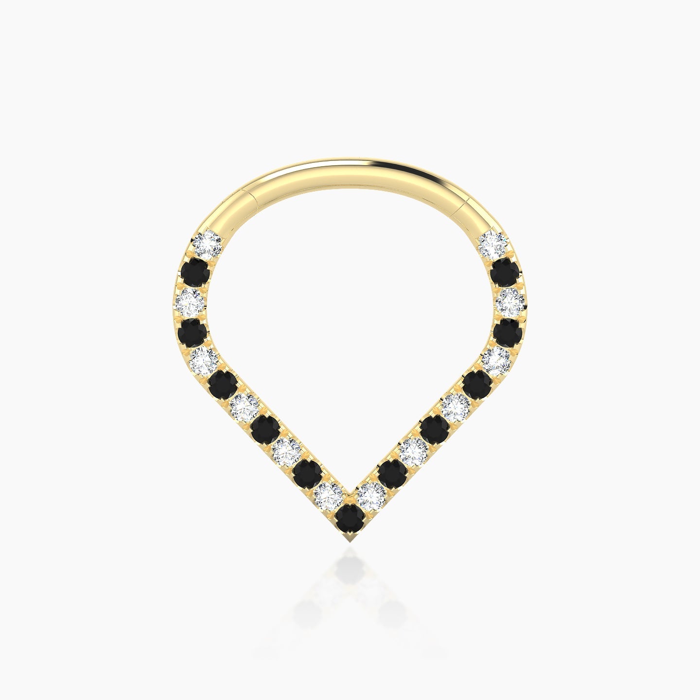 Cora | 18k Yellow Gold 9.5 mm Black Diamond & Diamond Daith Piercing