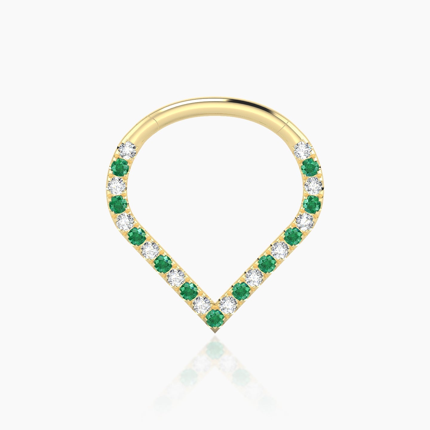 Cora | 18k Yellow Gold 9.5 mm Emerald & Diamond Daith Piercing