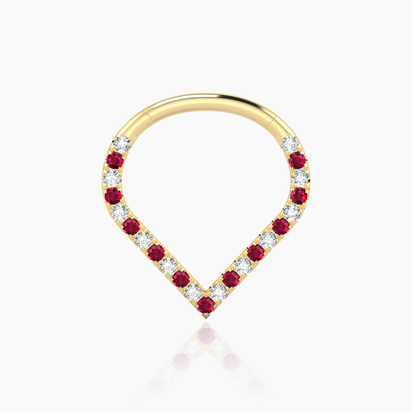 Cora | 18k Yellow Gold 9.5 mm Ruby & Diamond Daith Piercing