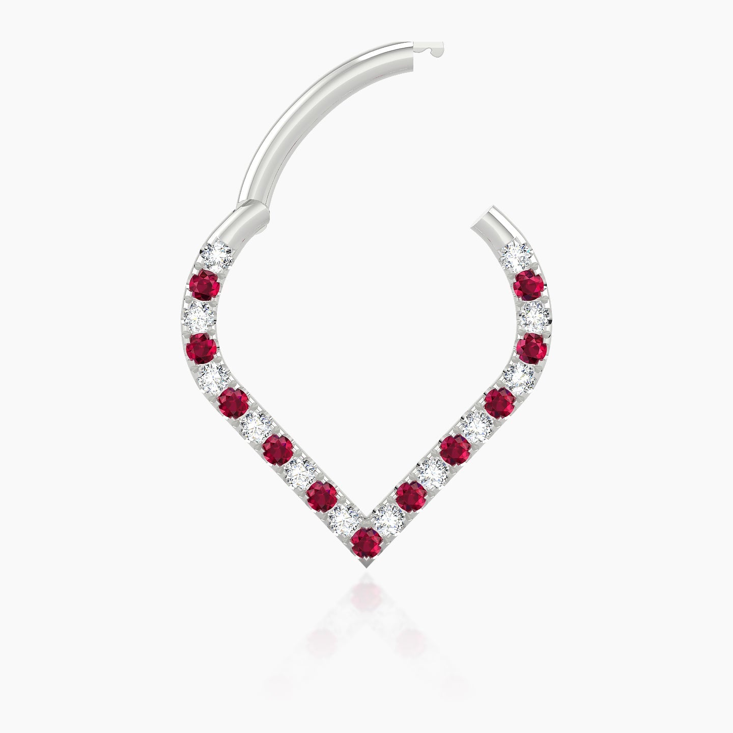 Cora | 18k White Gold 9.5 mm Ruby & Diamond Daith Piercing