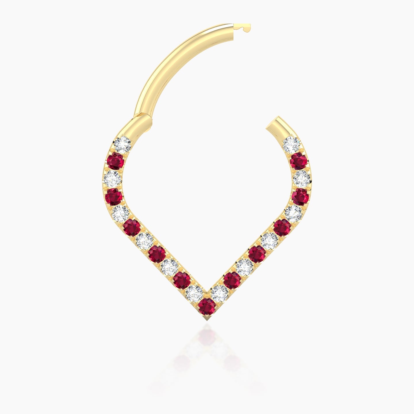 Cora | 18k Yellow Gold 9.5 mm Ruby & Diamond Daith Piercing